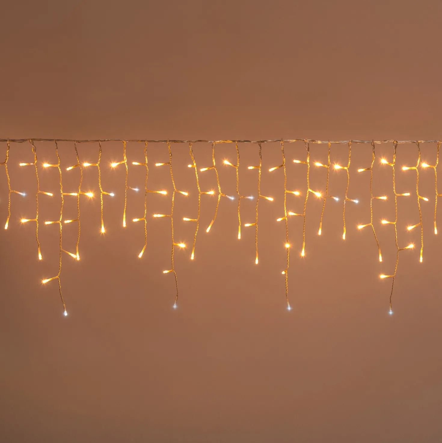 Stalattite Connect+ 5 x h 0,36 m, 400 led bianco caldo e bianco freddo, cavo trasparente, prolungabile