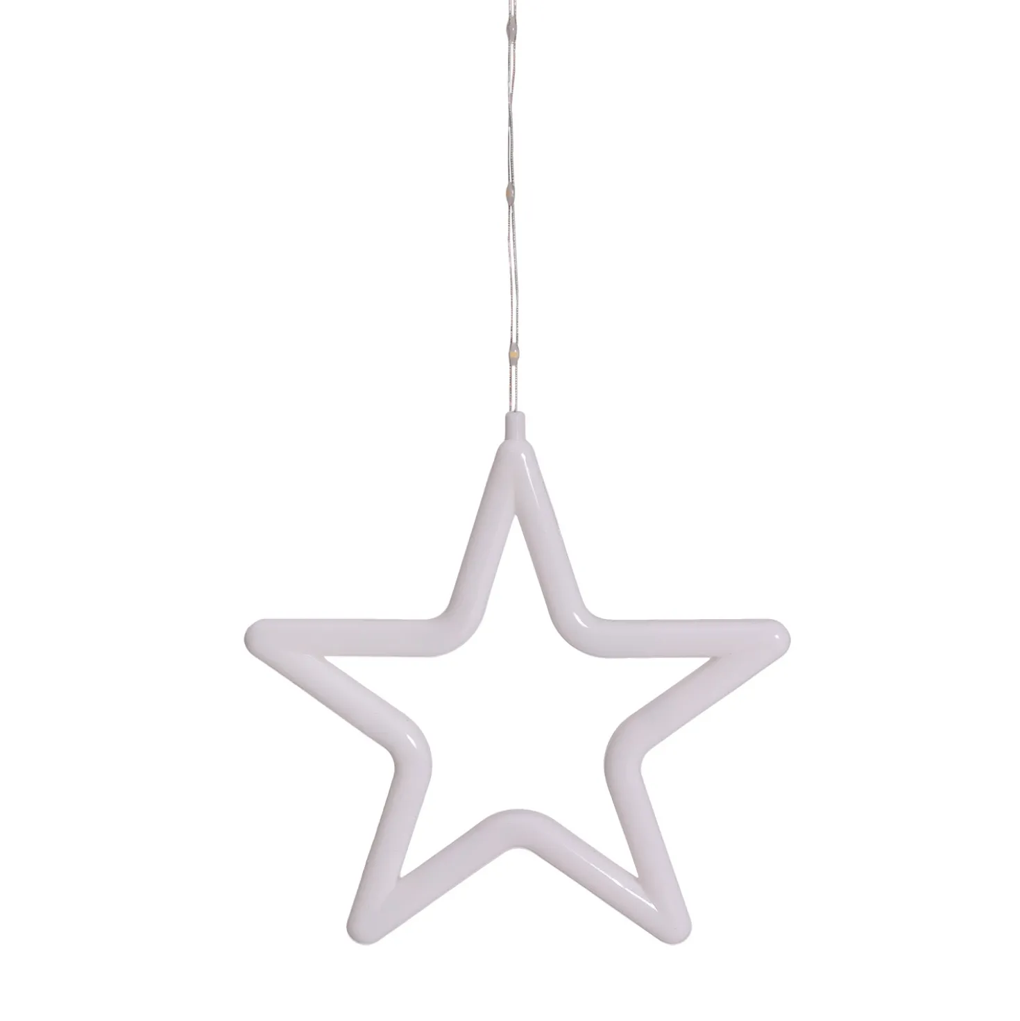 Stalattite con 14 stelle, 3,25 x h 1,15 m, 392 Gocce di Luce, led bianco caldo e bianco freddo, cavo trasparente