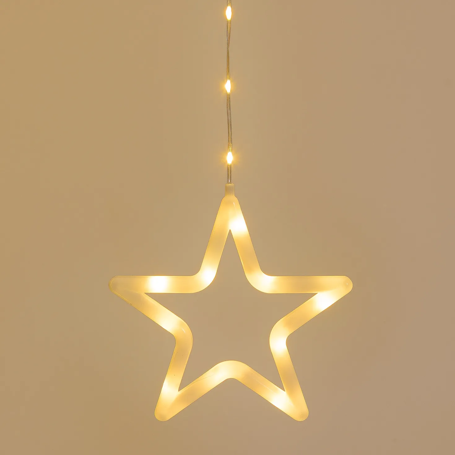 Stalattite con 14 stelle, 3,25 x h 1,15 m, 392 Gocce di Luce, led bianco caldo e bianco freddo, cavo trasparente