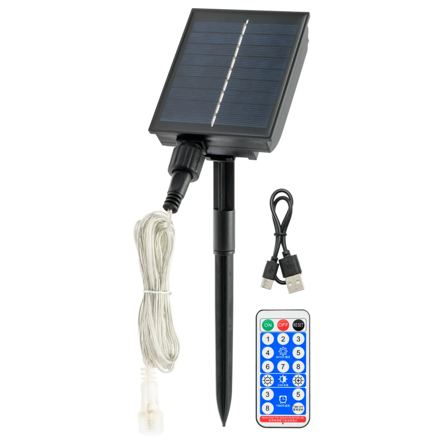 Stalattite solare 5,2 x h 1,1 m, 360 led bianco caldo, Power Bank con ricarica USB