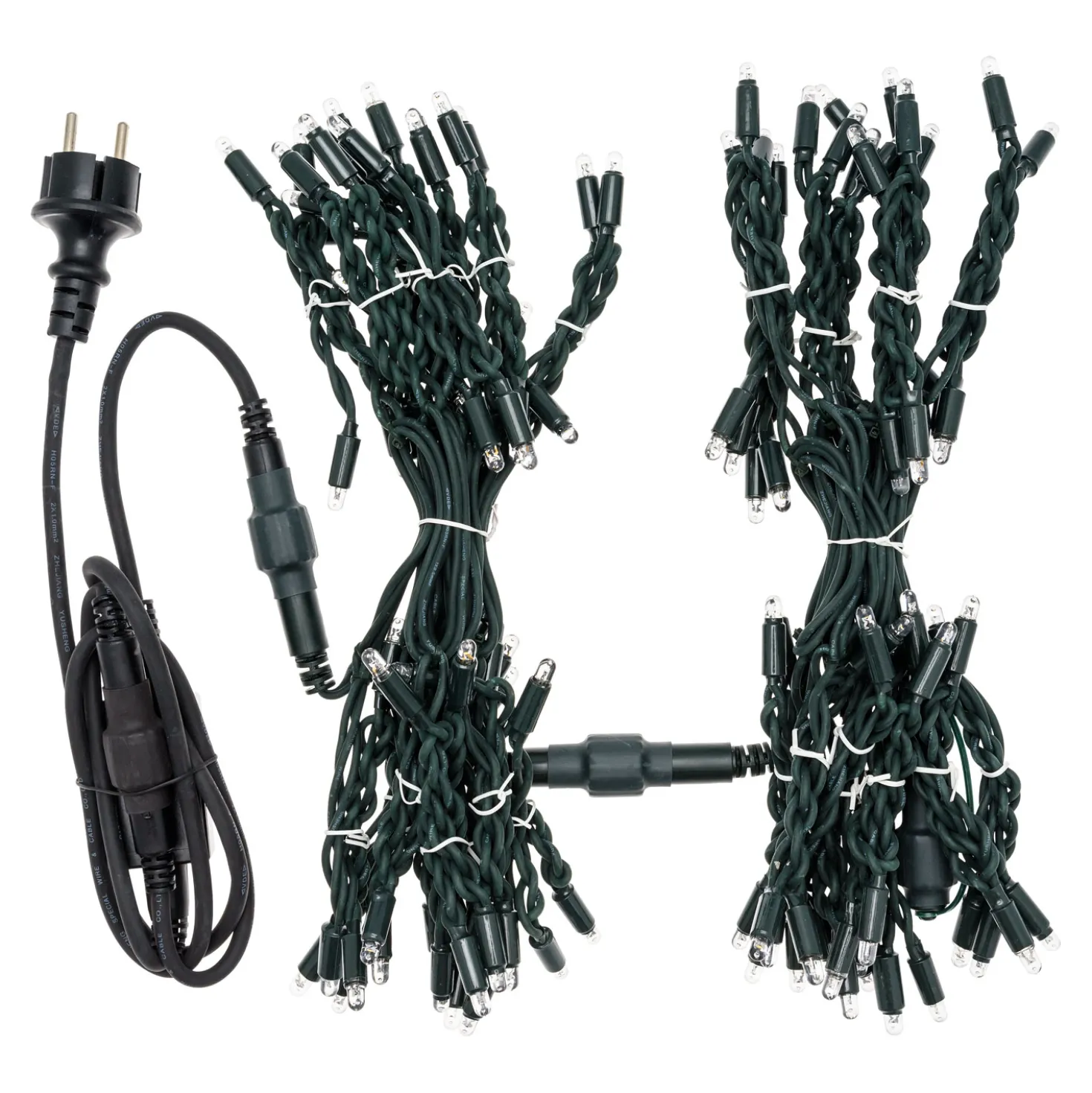 Stalattite 3 x h 0,5 m, 114 maxiled bianco caldo, cavo verde, prolungabile, IP67