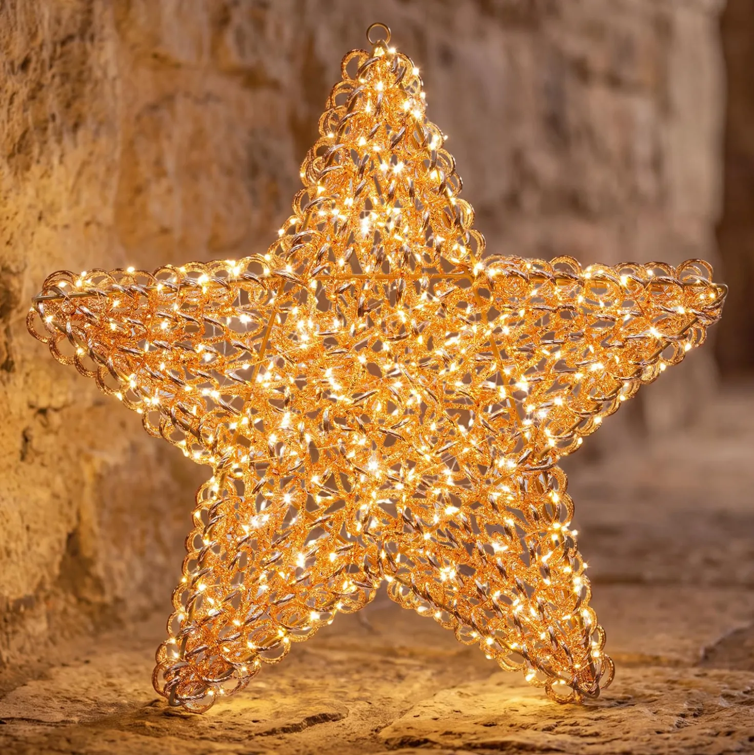 Stella 3D Rose Gold, filo a spirale, ∅58 cm, 720 microled bianco caldo