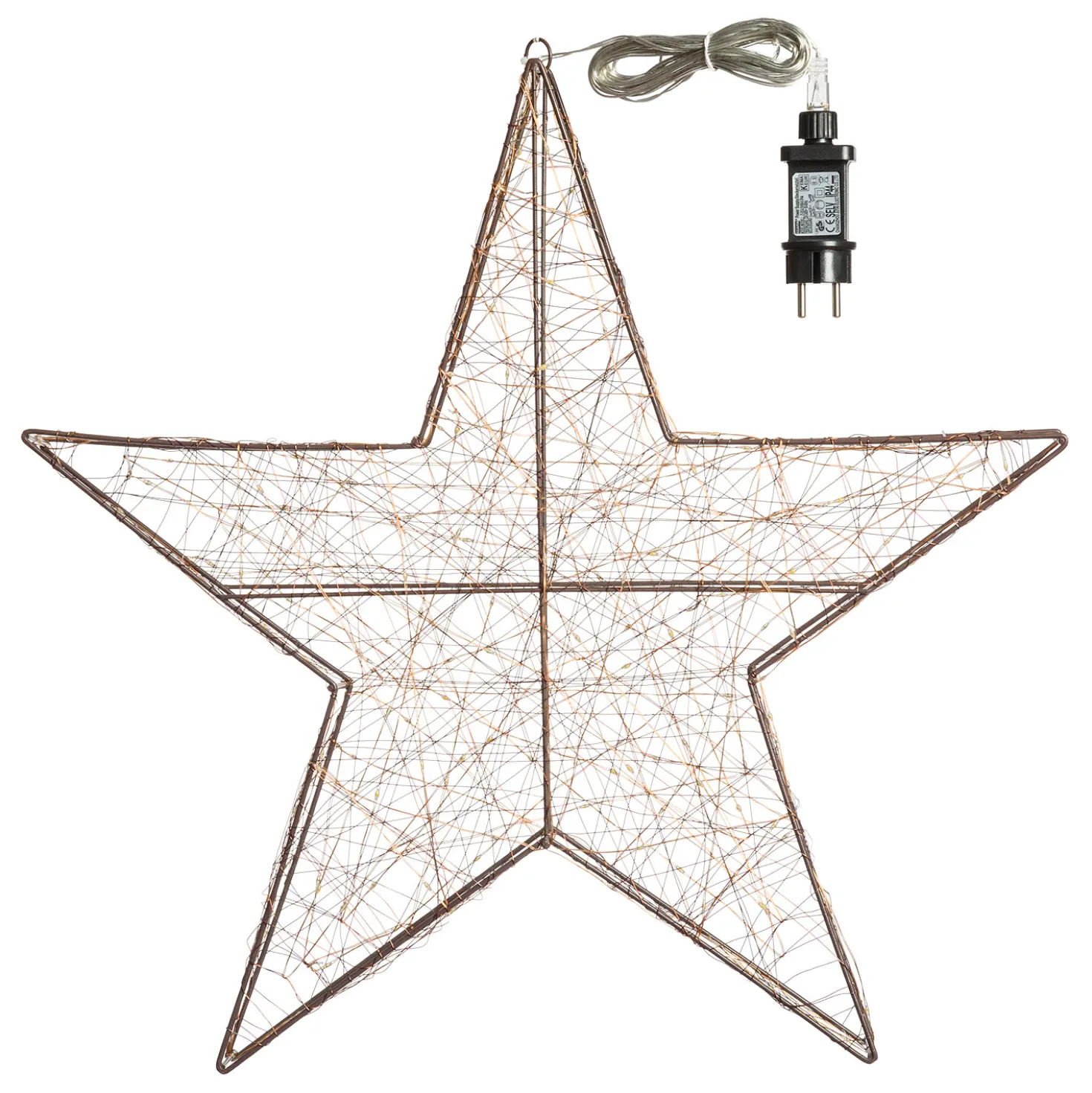 Stella luminosa 3D, 180 microled bianco caldo