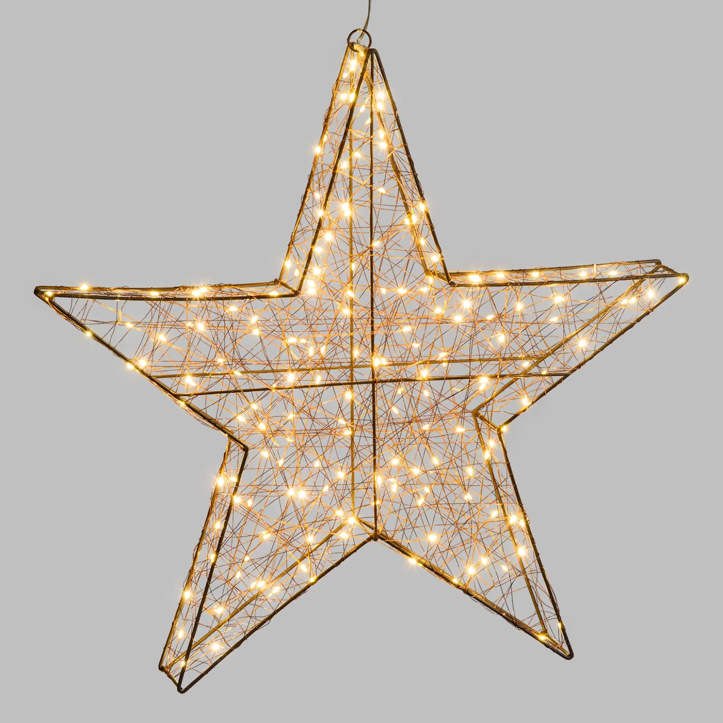 Stella luminosa 3D, 180 microled bianco caldo