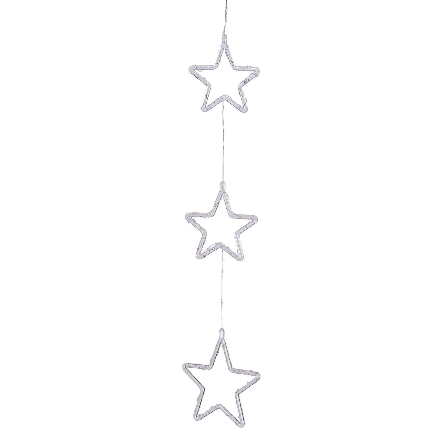 3 Stelle Crystal da appendere a batteria, 60 cm, 50 MicroLED bianco caldo, uso interno