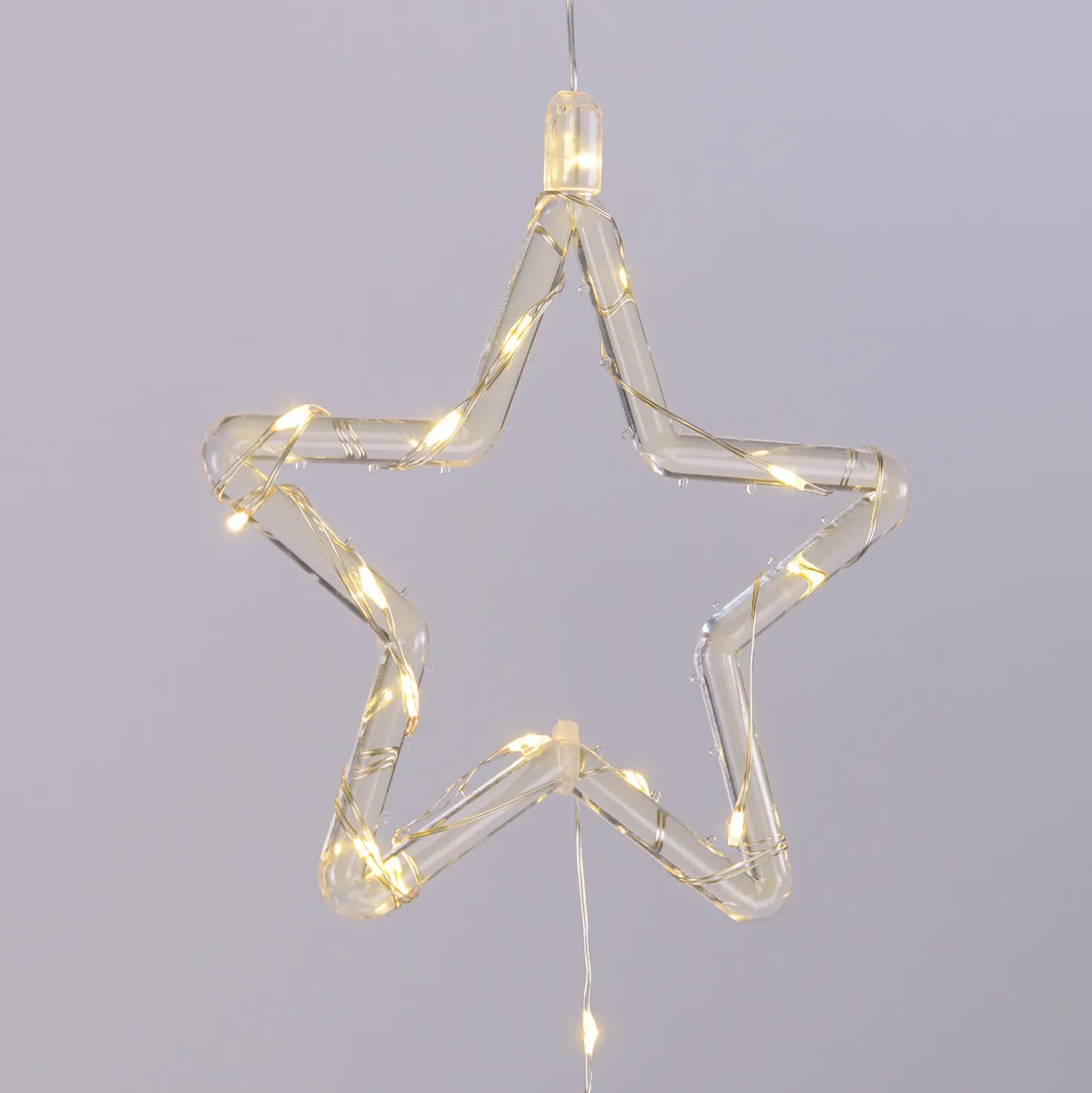 3 Stelle Crystal da appendere a batteria, 60 cm, 50 MicroLED bianco caldo, uso interno