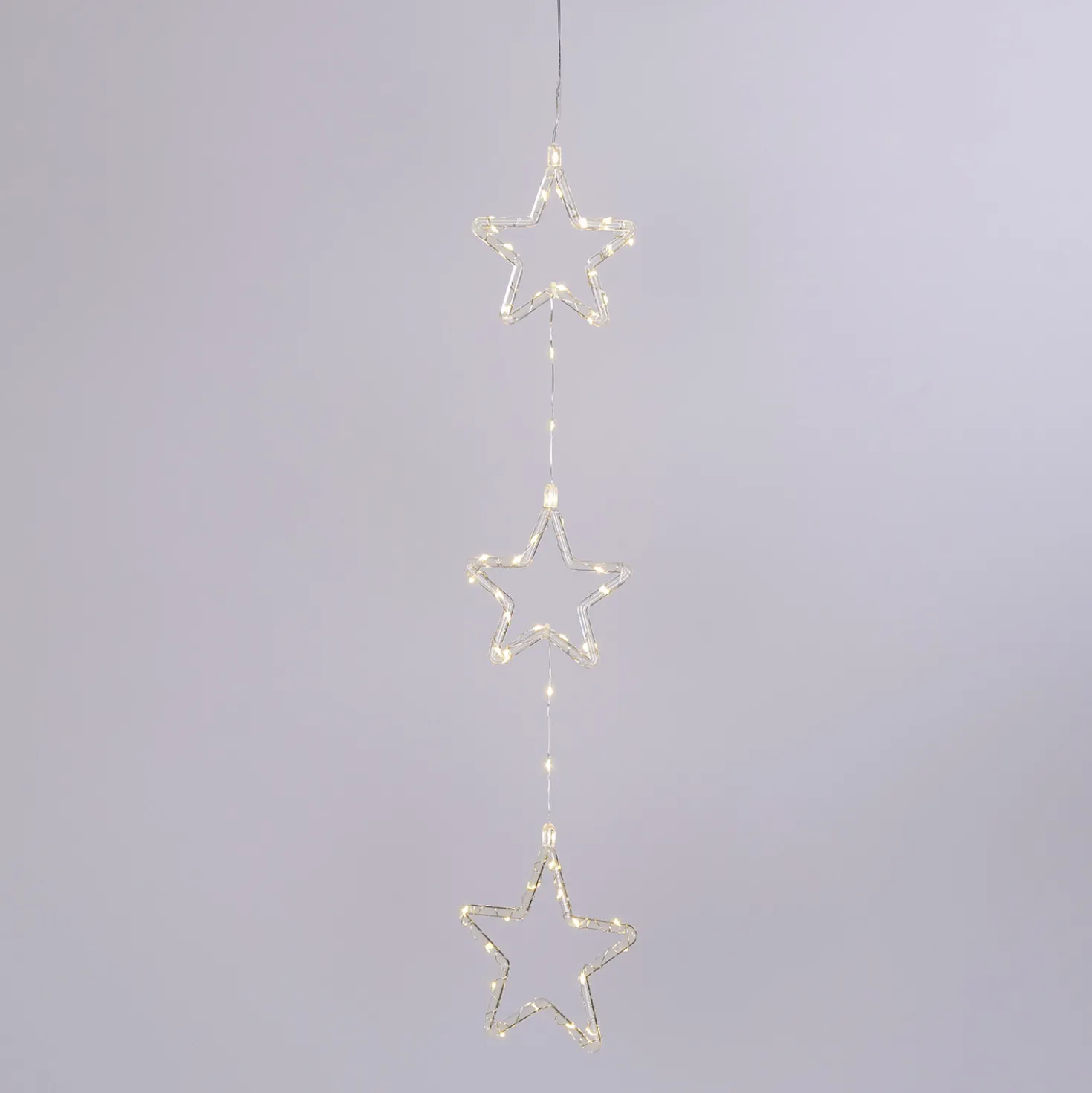 3 Stelle Crystal da appendere a batteria, 60 cm, 50 MicroLED bianco caldo, uso interno