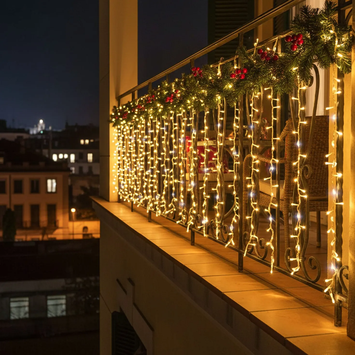 Tenda Nastro di Luce StarFall 3 x h 0,8 m, 768 led bianco caldo e bianco freddo, cavo trasparente