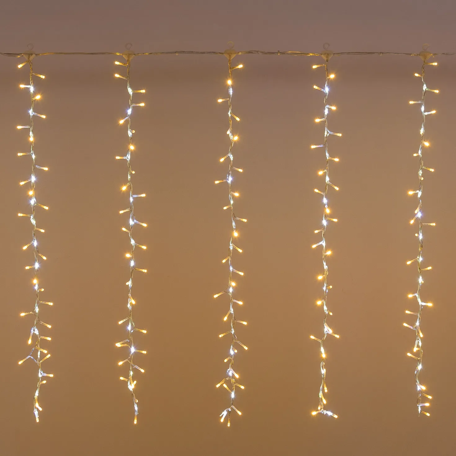 Tenda Nastro di Luce StarFall 3 x h 0,8 m, 768 led bianco caldo e bianco freddo, cavo trasparente