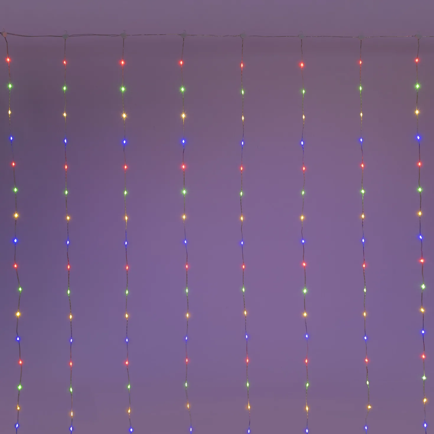 Tenda 3 x h. 3 m, 300 Gocce di Luce Dual Color, led bianco caldo e multicolor, cavo trasparente