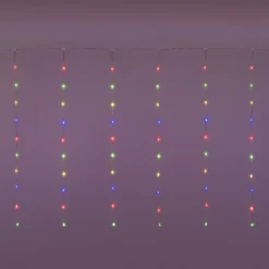 Tenda 5 x h 1 m, 200 Gocce di Luce Dual Color, led bianco caldo e multicolor, cavo trasparente