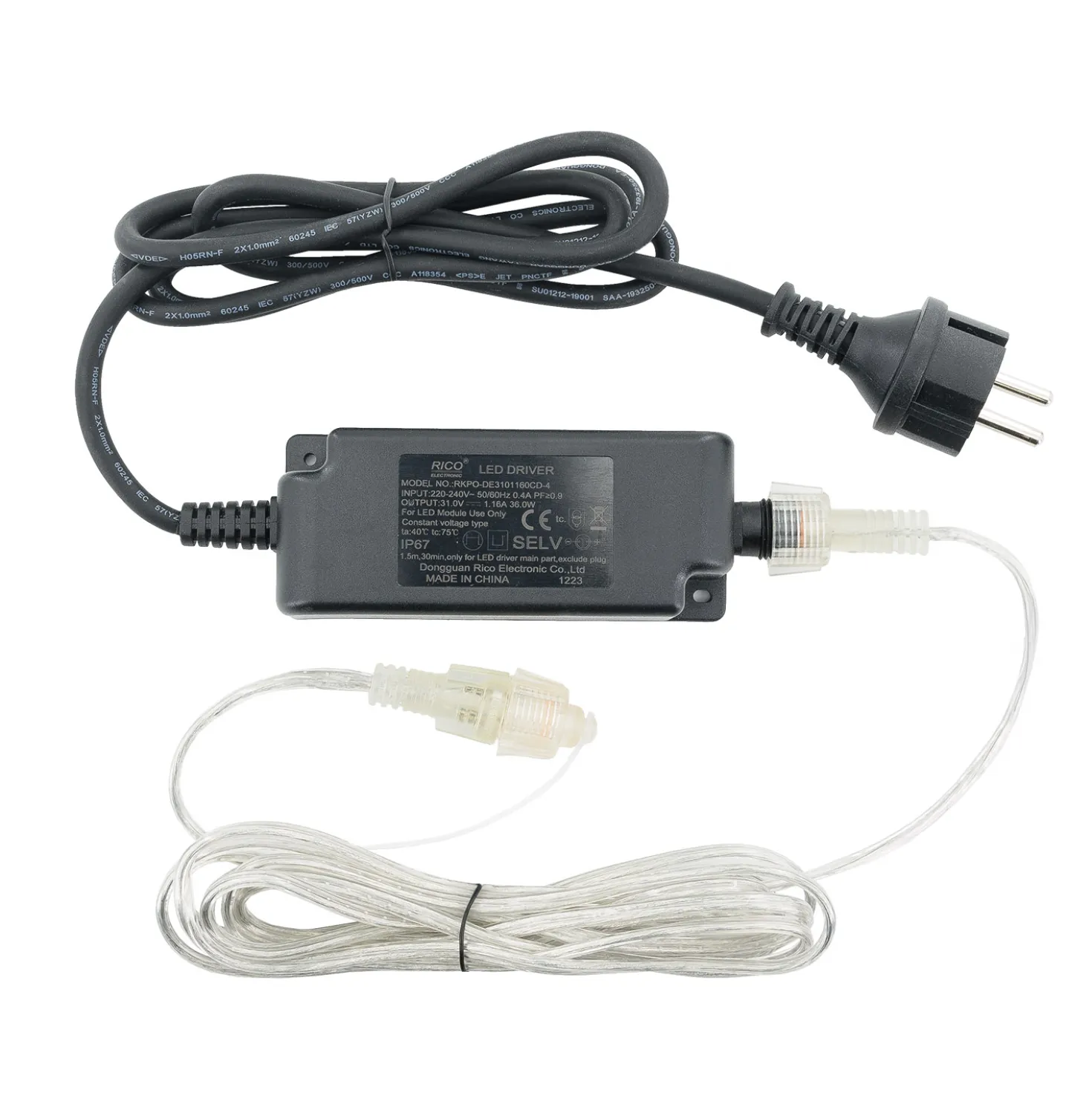 Trasformatore Connect+ fino a 2400 led, 36 Watt, cavo trasparente