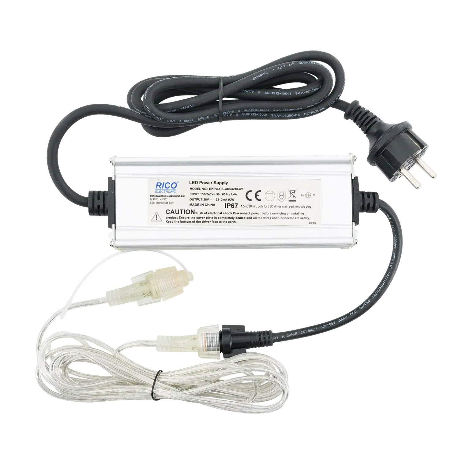 Trasformatore Connect+ fino a 6000 led, 90 Watt, cavo trasparente
