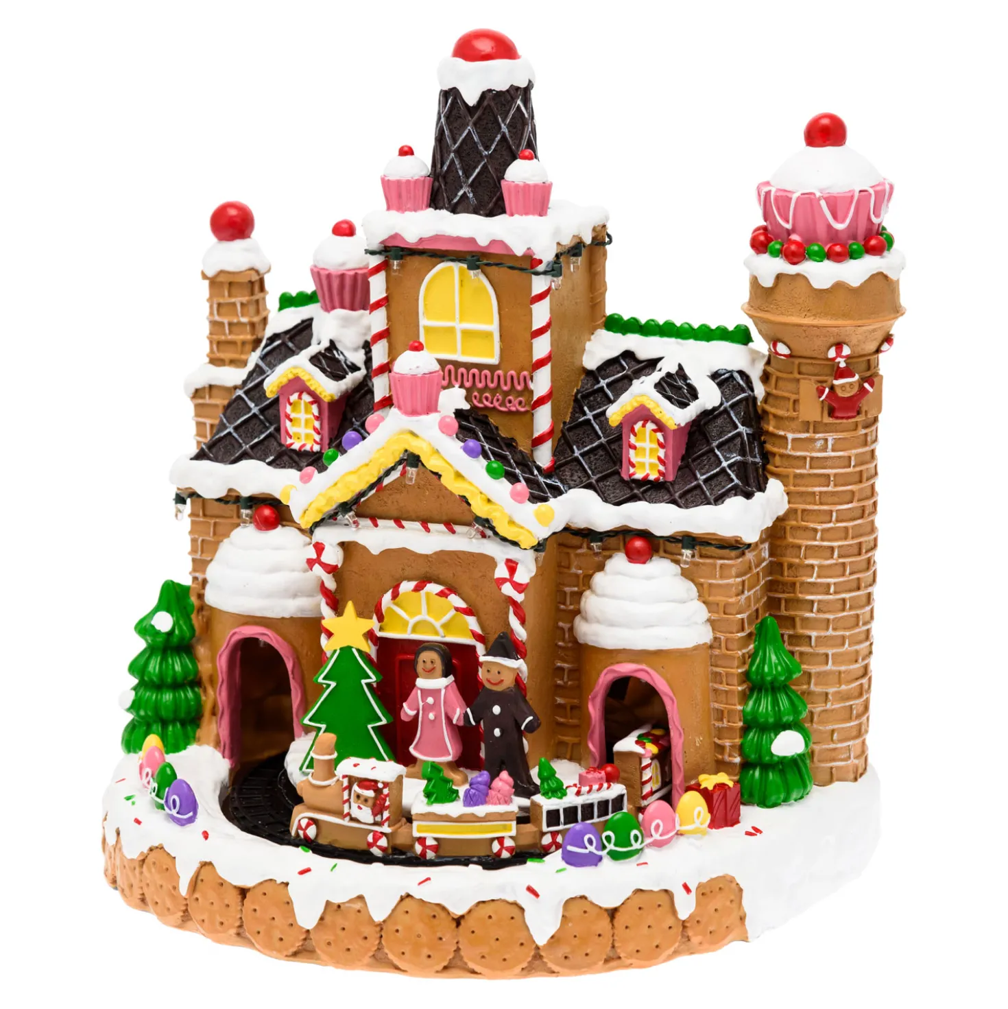 Villaggio di Natale, Candy Village con Trenino in movimento, h 28 cm, musiche natalizie