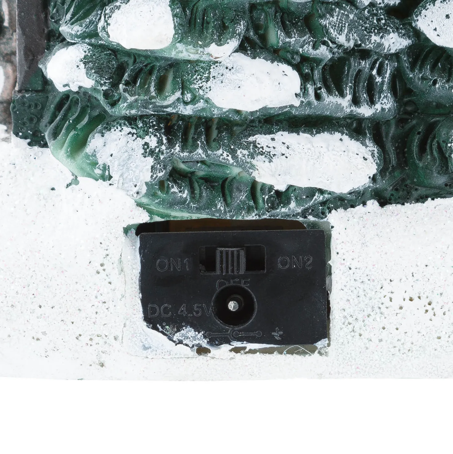 Villaggio di Natale, Casa innevata nel Bosco con Pupazzo di Neve rotante, h 20 cm, musiche natalizie