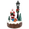 Villaggio di Natale in Poliresina con Babbo, Lampione e Albero, h 15 cm, led multicolor